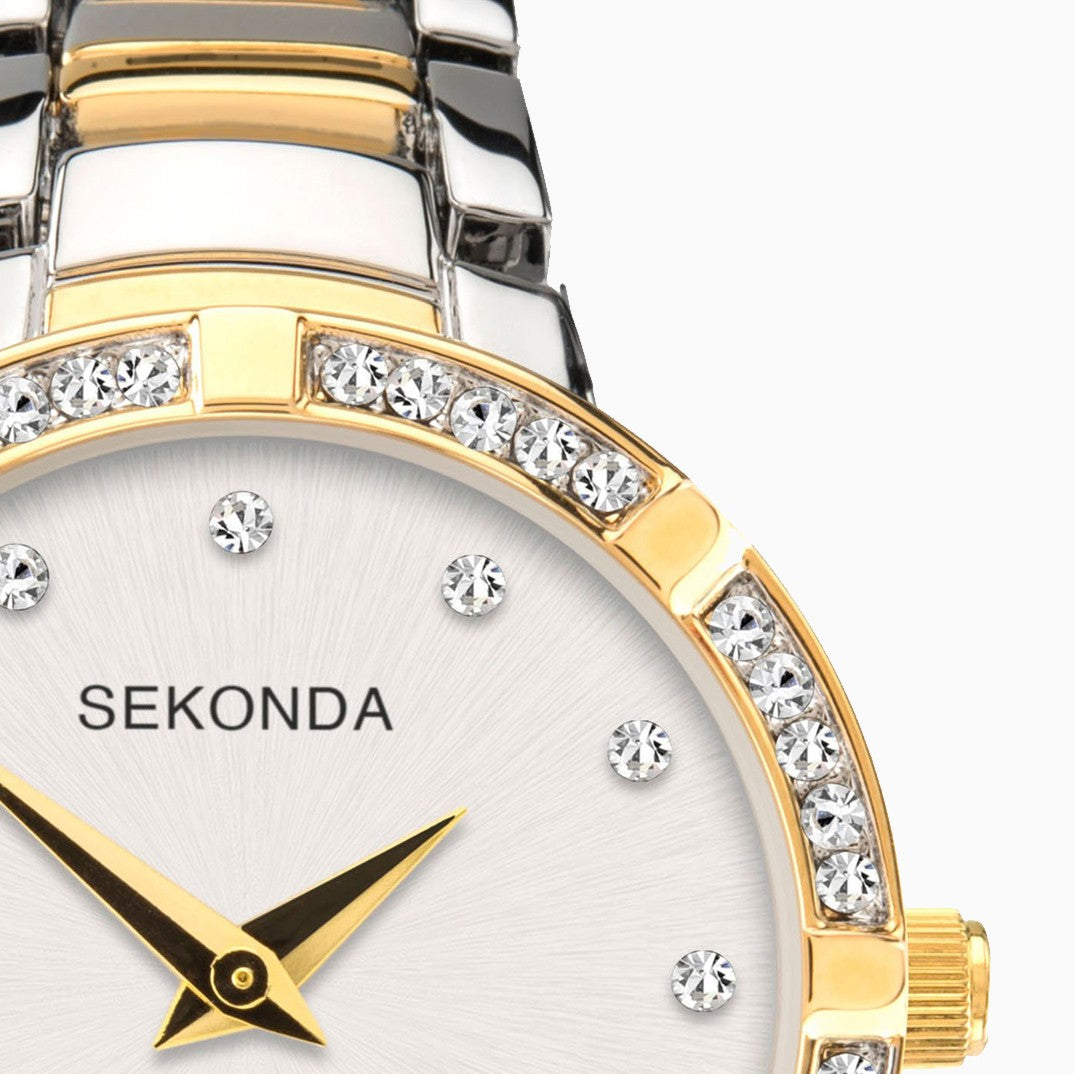 Sekonda Ladies Watch Two Tone Case & Alloy Bracelet with Silver Dial #