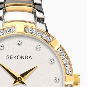 Sekonda Ladies Watch Two Tone Case & Alloy Bracelet with Silver Dial #