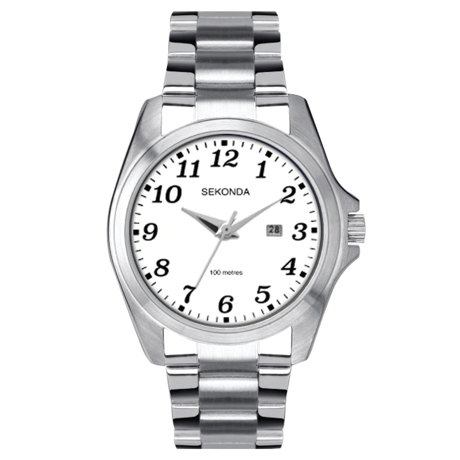 Sekonda Chrome Case White Stainless Steel Watch #