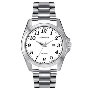 Sekonda Chrome Case White Stainless Steel Watch #