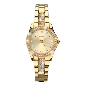 Sekonda Ladies Gold Dial Gold Stones Set Gold Bracelet Watch #