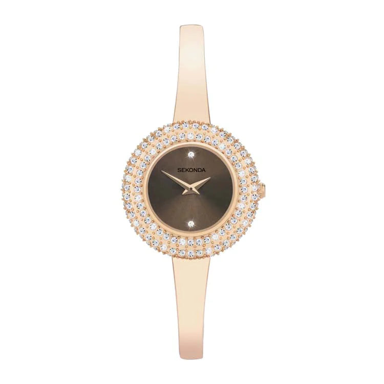 Sekonda Ladies Sparkle Radiance Brown Rose Gold Strap #24619