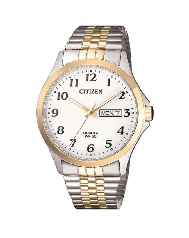 Citizen Gents Quartz Dual-Toned Silver & Gold Hues Watch #24705