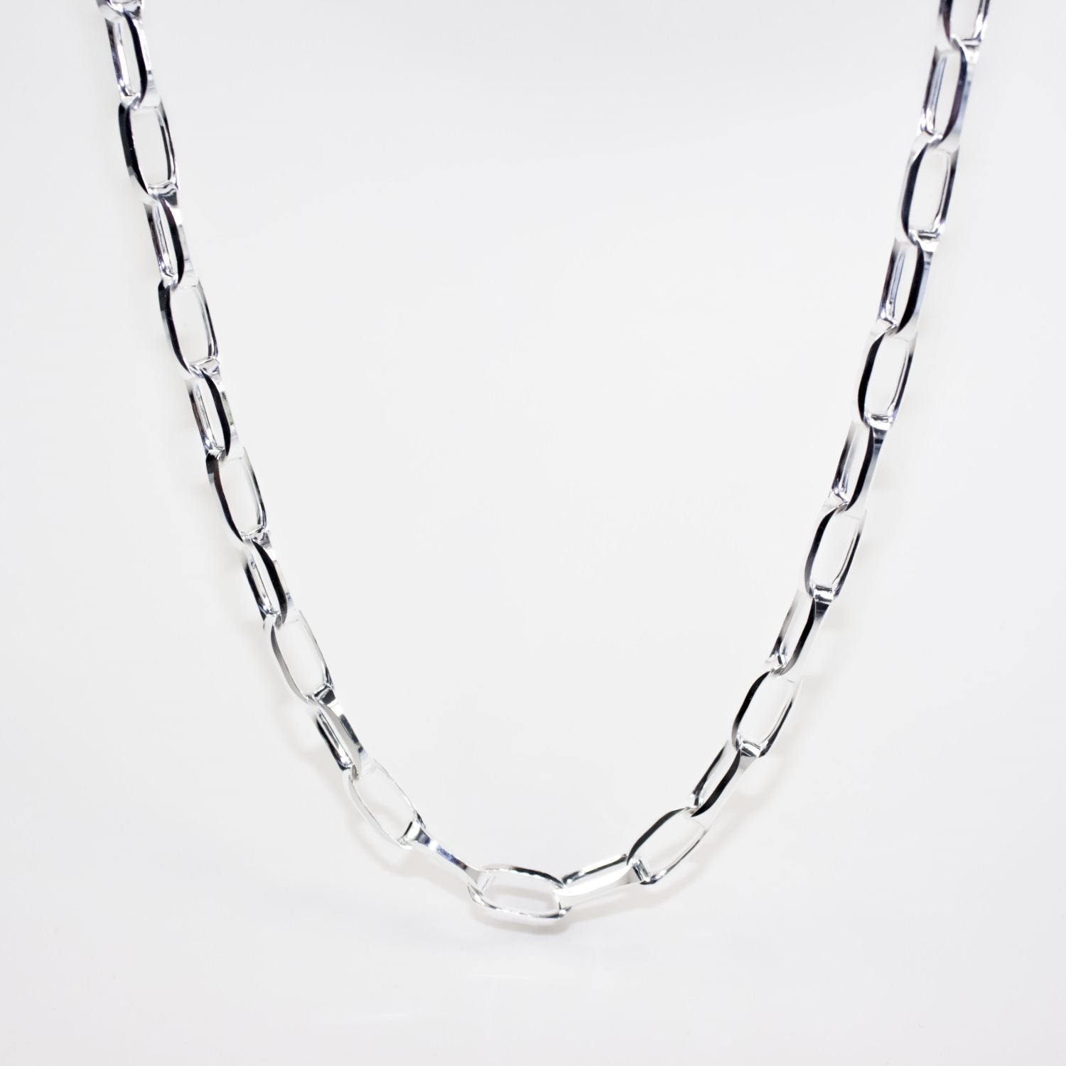 Sterling Silver Diamond Cut Oval Fancy Link Chain #25396