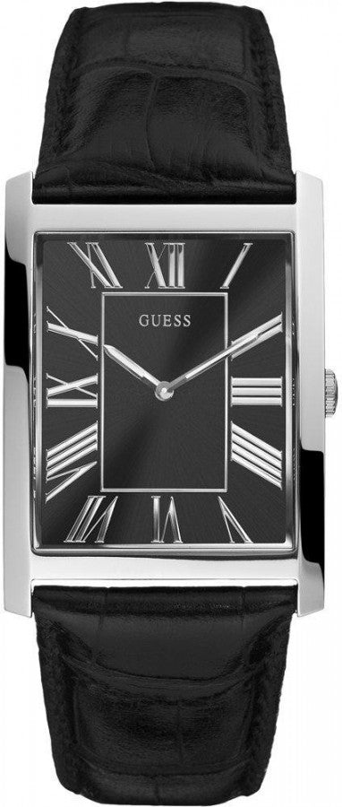 Guess Gents Black Croco Leather Strap Watch #