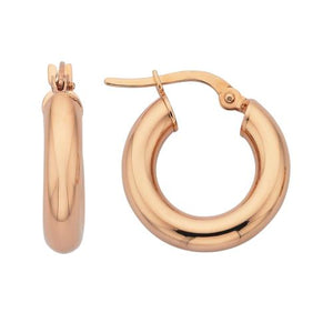 9ct Rose Gold Tube Hoop Earrings #25323