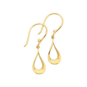 9ct Yellow Gold Open Tear Drop Hook Earrings #25320