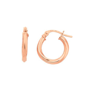 9ct Rose Gold Twist Tube Hoop Earrings #25323