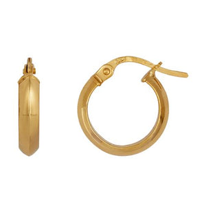 9ct Yellow Gold Half Round Triangular Hoop Earrings #25326