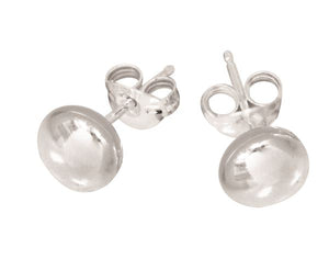 Sterling Silver 8.0mm Flat Ball Stud Earrings #