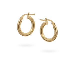 9ct Yellow Gold 2.5 x 10mm Round Hoop Earrings #