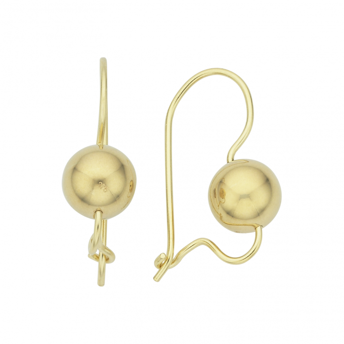 9ct Yellow Gold Centre Spinning Euro Ball 8mm Earrings #
