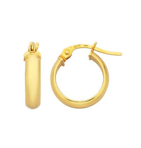 9ct Yellow Gold Half Round Hoop Earrings #25325