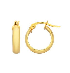 9ct Yellow Gold Half Round Hoop Earrings #