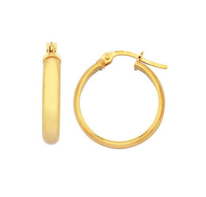 9ct Yellow Gold 3.2mm Half Round Hoop Earrings #23385