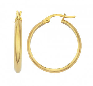 9ct Yellow Gold Plain Tube 14mm Earrings #