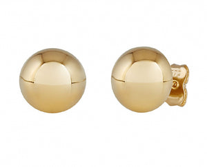9ct Yellow Gold 9.5MM Half Ball Stud Earrings #24545