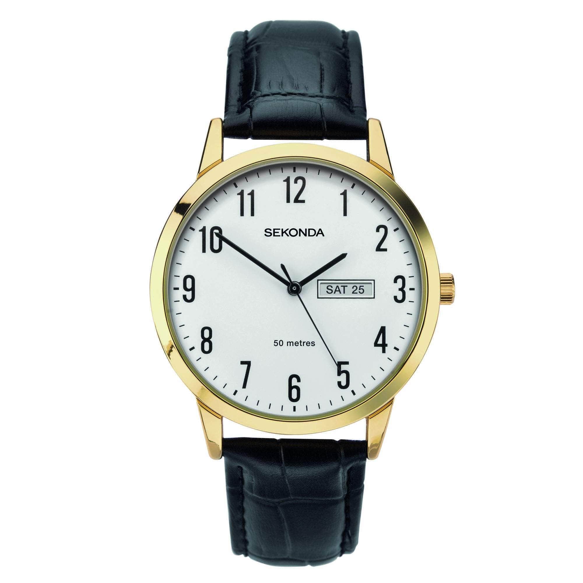 Sekonda Men's White Dial Black Strap Watch #