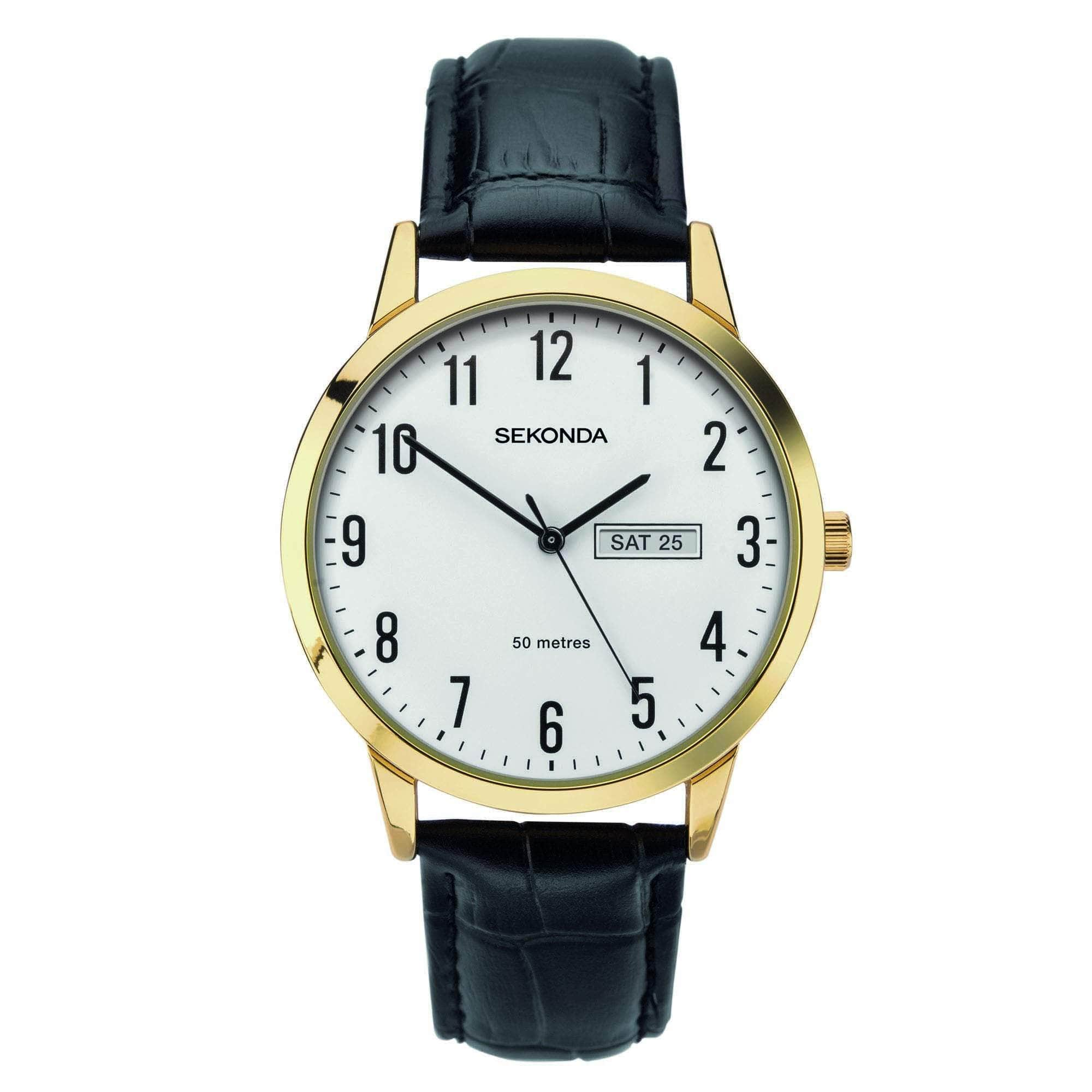 Sekonda Men's White Dial Black Strap Watch #24554