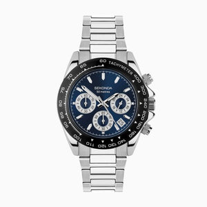 Sekonda Circuit Chronograph Men’s Watch | Silver Alloy Case & Stainless Steel Bracelet with Blue Dial