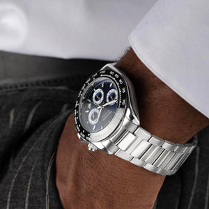Sekonda Circuit Chronograph Men’s Watch | Silver Alloy Case & Stainless Steel Bracelet with Blue Dial