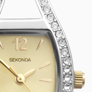 Sekonda Ladies Cocktail Silver Case/Two Tone Bracelet with Champagne Dial Watch #24563