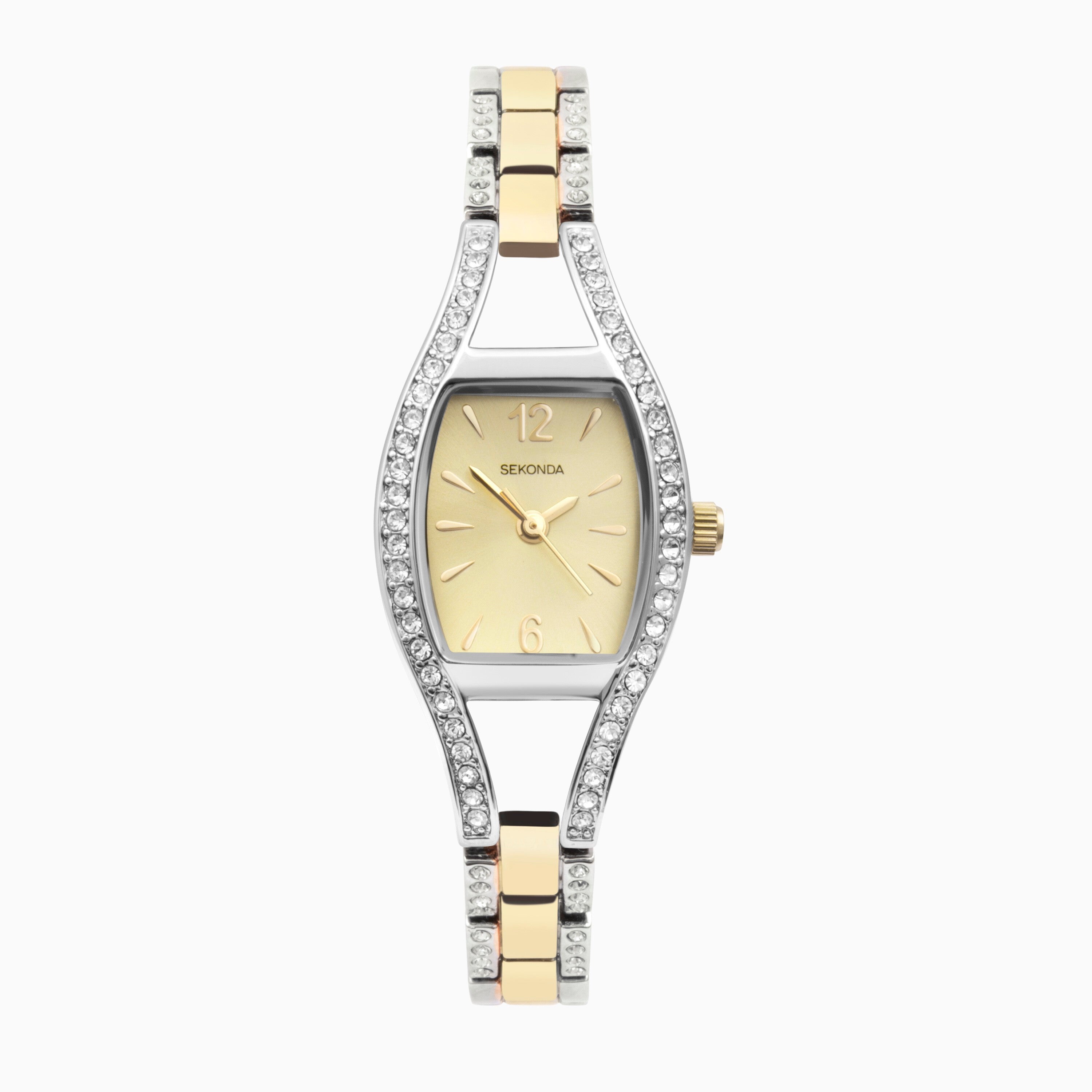 Sekonda Ladies Cocktail Silver Case/Two Tone Bracelet with Champagne Dial Watch #24563
