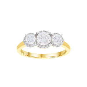 9ct Yellow Gold 1.02ct Trio Lab Grown Diamond Ring #25128