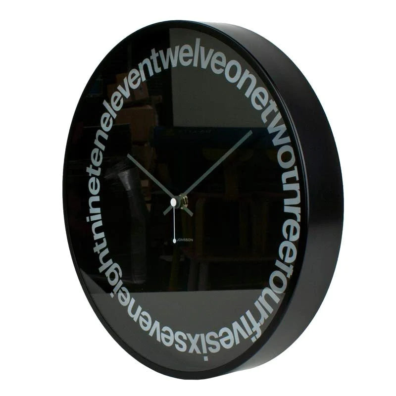 Jonsson Text Wall Clock - Black (30cm) #19046