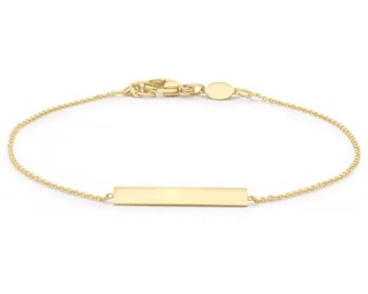 9ct Yellow Gold Solid Horizon Bar Bracelet 18+1cm #23776