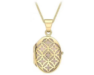 9ct Yellow Gold Oval Lattice Locket #23698