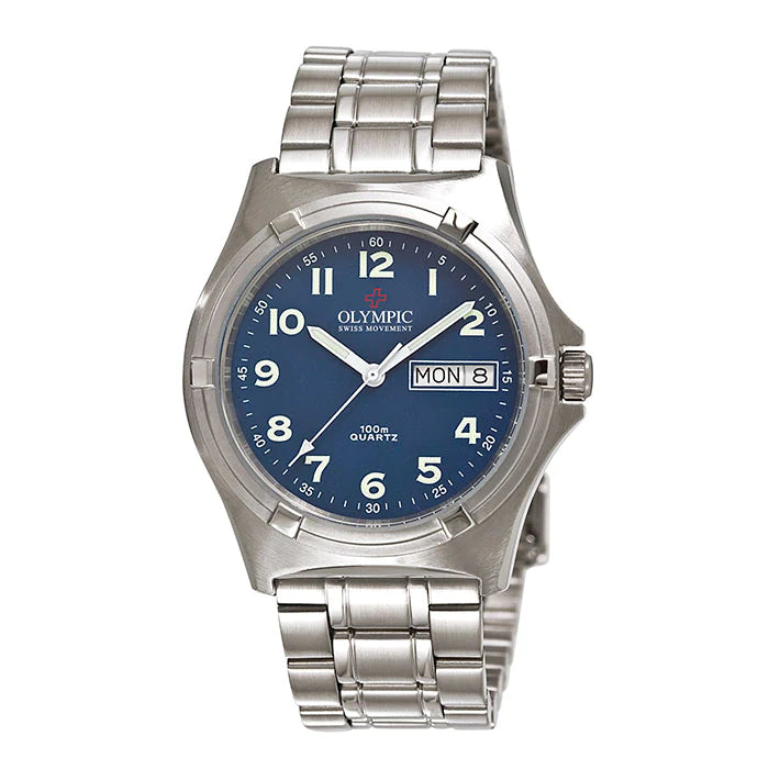 Olympic Men's Blue Faced 12 Figure Watch # 24737