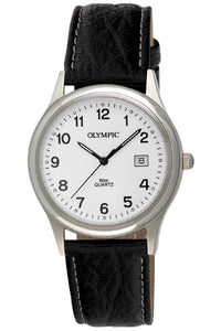 Olympic Arabic Dial/Date/Black Strap 50m Watch #25410