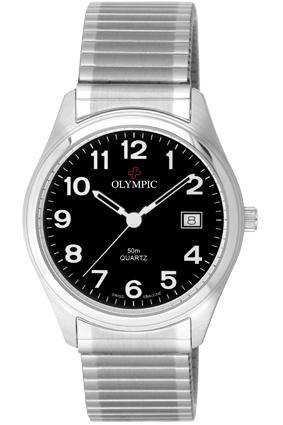 Olympic Men's Steel Classic Black Expanding Strap Watch #