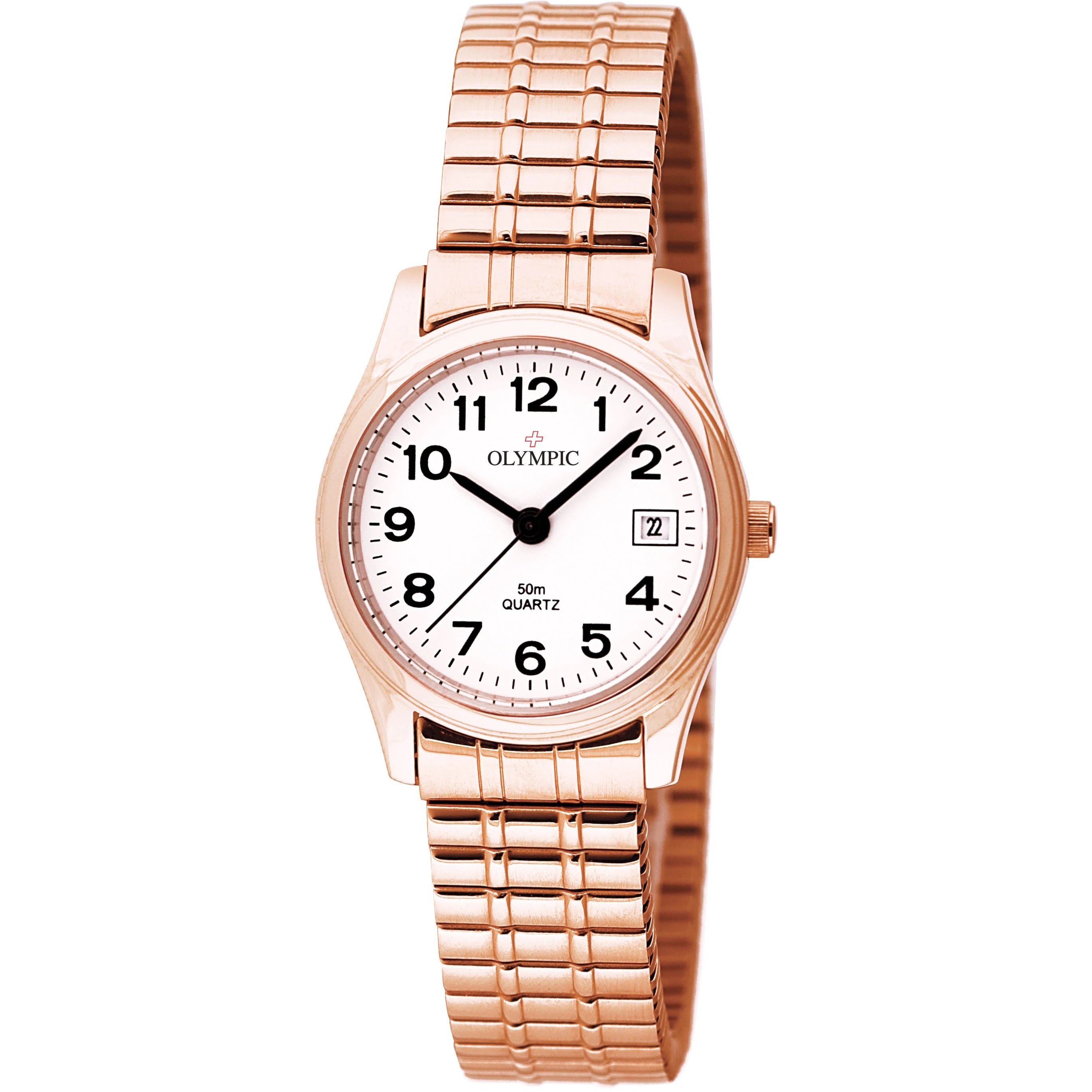 Olympic Swiss Ladies 12 Figure Rose Gold Expanding Band #24882