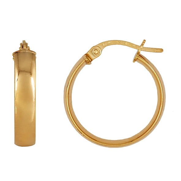 9ct Yellow Gold Comfort Plain Hoop Earrings #