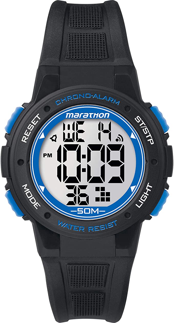 Timex Uni Sex Marathon Digital Mid Size Black/Blue Resin Watch