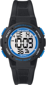 Timex Uni Sex Marathon Digital Mid Size Black/Blue Resin Watch