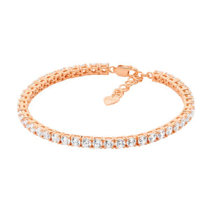 Ellani Sterling Silver White CZ Rose Gold Plated Tennis Bracelet #23012