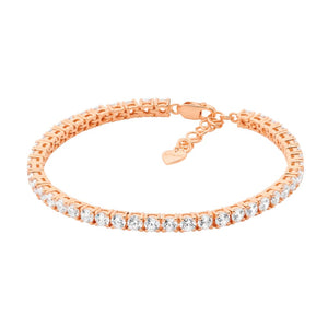 Sterling Silver White CZ Rose Gold Plated Tennis Bracelet #23012