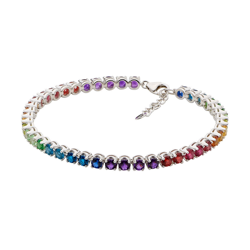 Sterling Silver Multi Cubic Zirconia Colour Tennis Bracelet #22919