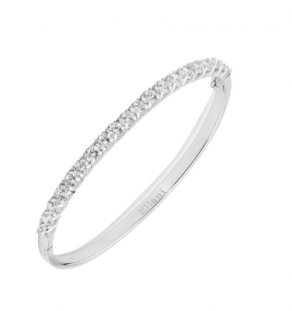 Sterling Silver White Cubic Zirconia Claw Set Bangle # 23676