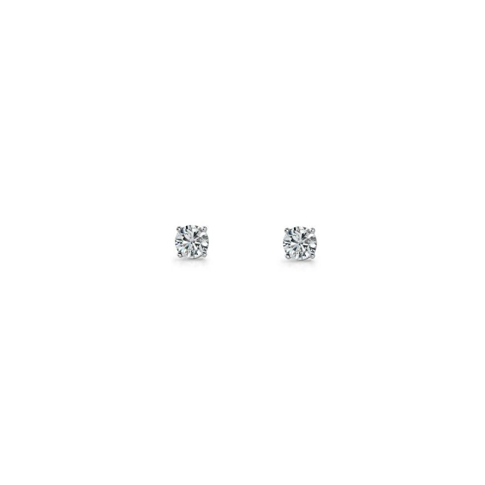 Sterling Silver 3mm Round White CZ Claw Set Studs #