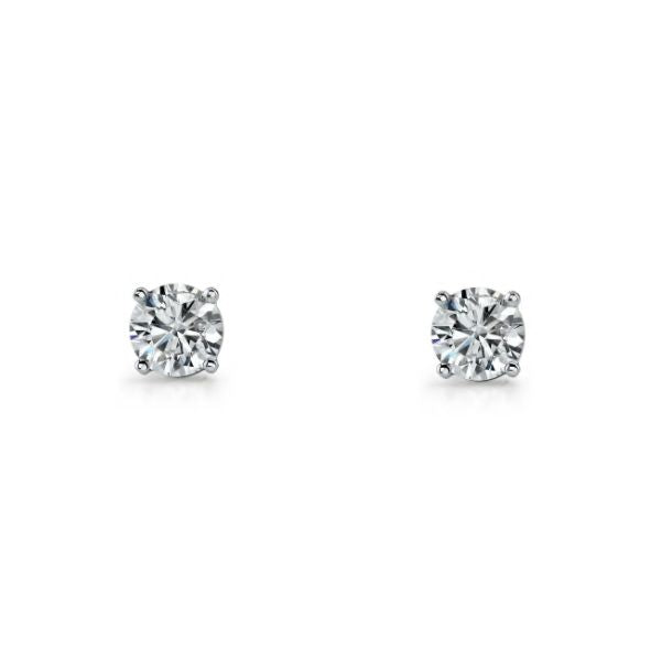 Sterling Silver 5mm Round White CZ Claw Set Studs # 23680