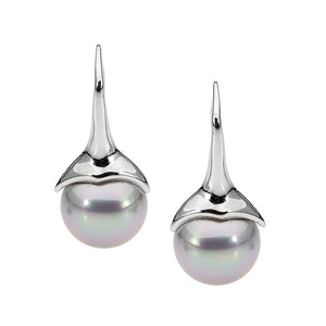 Sterling Silver Grey Shell Pearl Earrings #