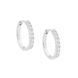 Sterling Silver White Cubic Zirconia 20mm Hoop Earrings #23016