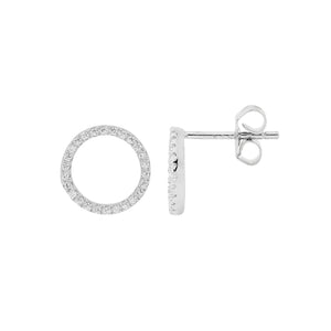 Sterling Silver White Cubic Zirconia Open Circle Earrings #22643