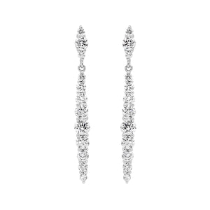 Sterling Silver Gradual White CZ to Centre Drop Earrings #