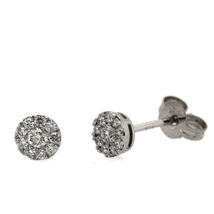 9ct White Gold Round Cluster Studs #22600