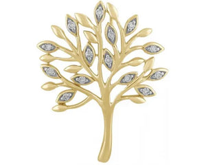 9ct Yellow Gold Diamond Tree of Life Pendant #23694